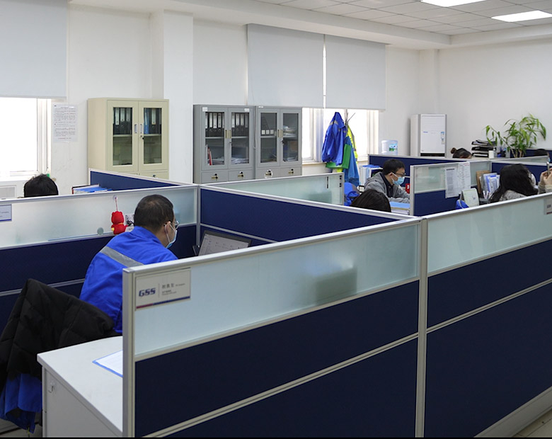 A view of the interior of Global Steering Systems' administrative office, as support staff work on purchasing, production planning and more in Changshu, China.