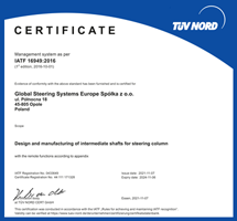 IATF-16949 Global Steering Systems Poland Certifcate